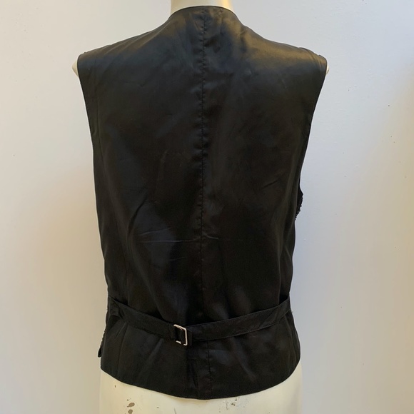 Vintage CACHE Black Beaded Evening Tuxedo Vest Women's Sleeveless sz L 80s Adjus - Picture 11 of 13